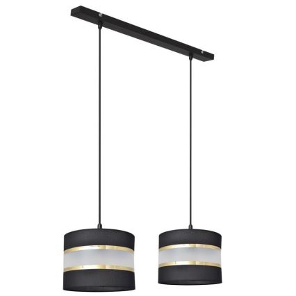 Lustra ar auklu HELEN 2xE27/15W/230V melna/zeltaina