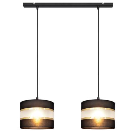 Lustra ar auklu HELEN 2xE27/15W/230V melna/zeltaina
