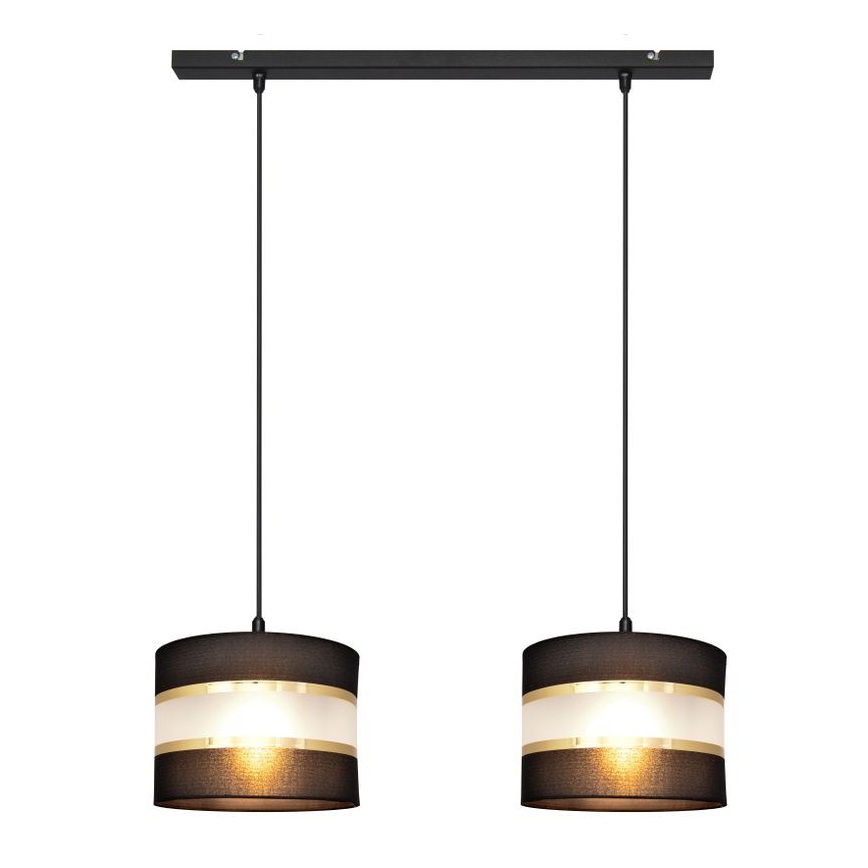 Lustra ar auklu HELEN 2xE27/15W/230V melna/zeltaina