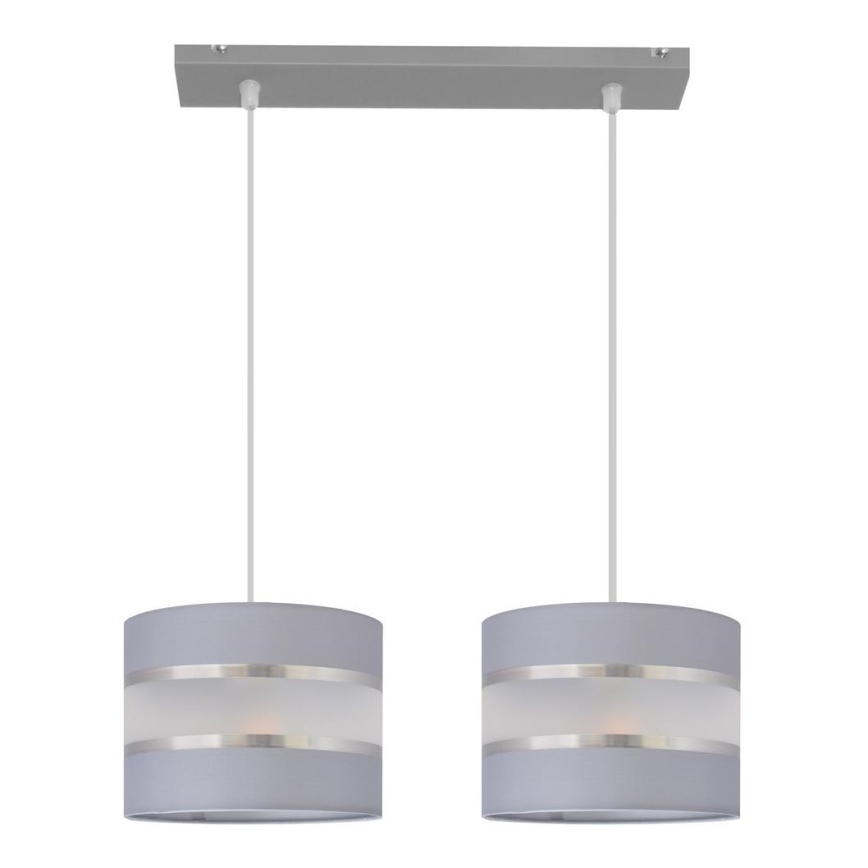 Lustra ar auklu HELEN 2xE27/15W/230V pelēka/sudraba