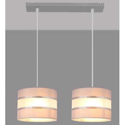 Lustra ar auklu HELEN 2xE27/15W/230V pelēka/sudraba