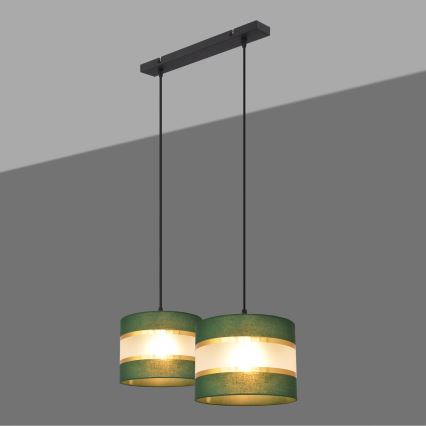 Lustra ar auklu HELEN 2xE27/15W/230V zaļa/zelta