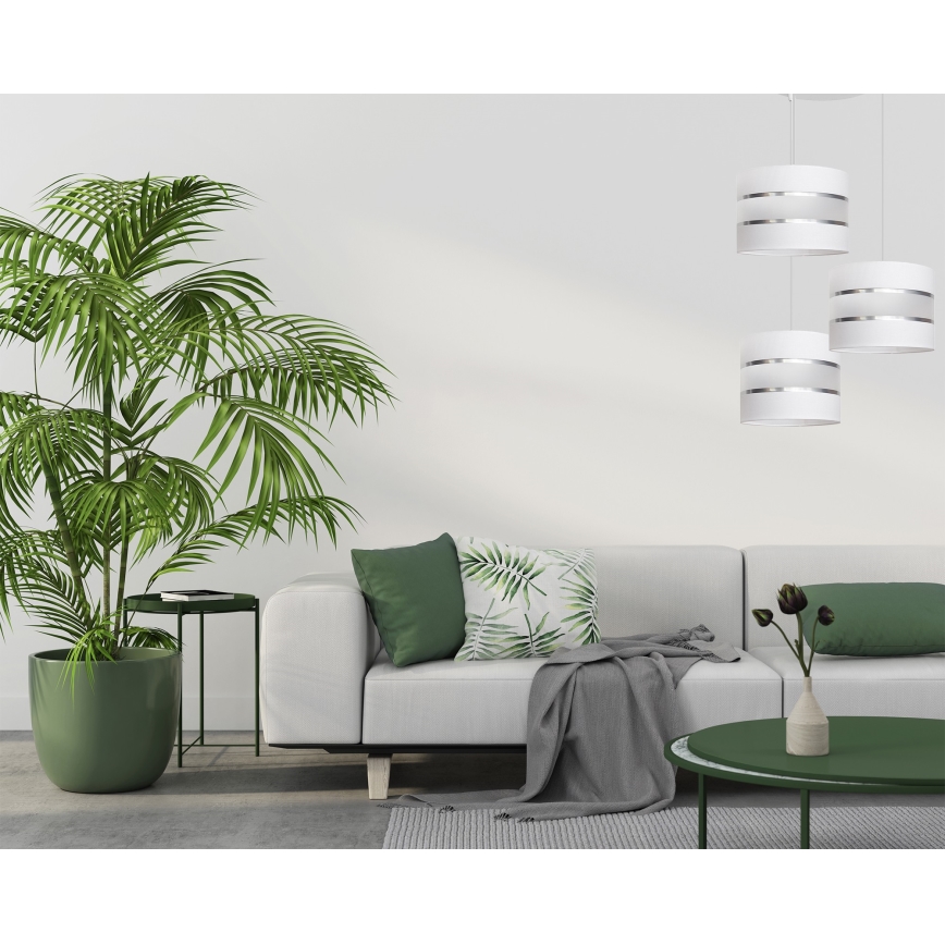 Lustra ar auklu HELEN 3xE27/15W/230V balta