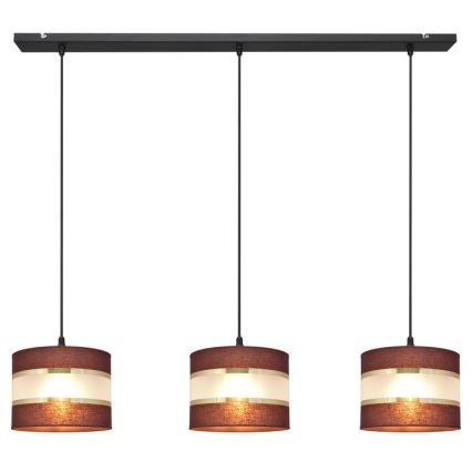 Lustra ar auklu HELEN 3xE27/15W/230V brūna/melna/zeltaina