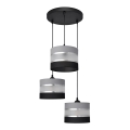 Lustra ar auklu HELEN 3xE27/15W/230V melna/pelēka/sudraba
