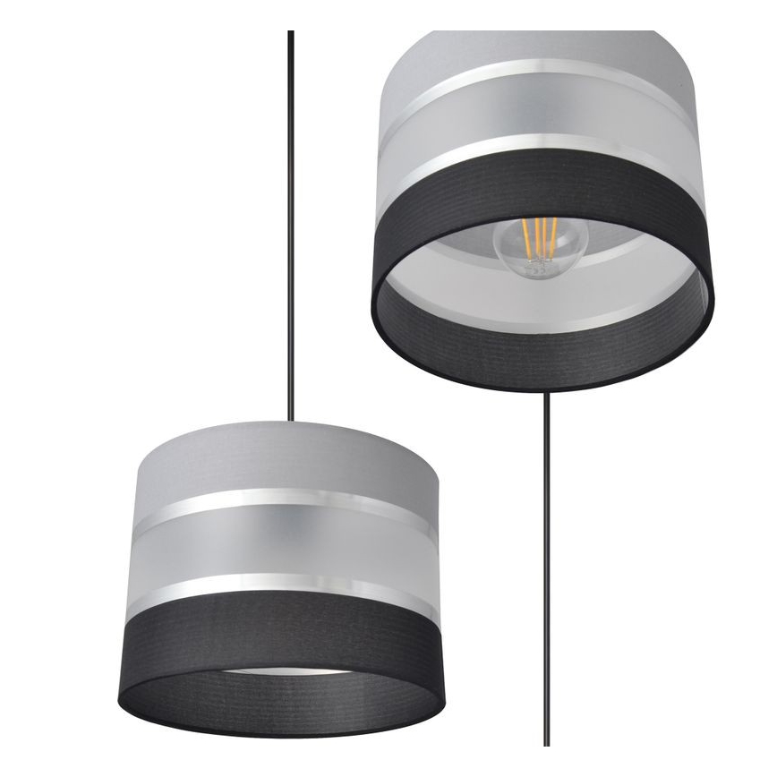 Lustra ar auklu HELEN 3xE27/15W/230V melna/pelēka/sudraba