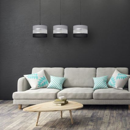Lustra ar auklu HELEN 3xE27/15W/230V melna/pelēka/sudraba