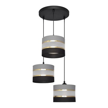 Lustra ar auklu HELEN 3xE27/15W/230V melna/pelēka/zeltaina