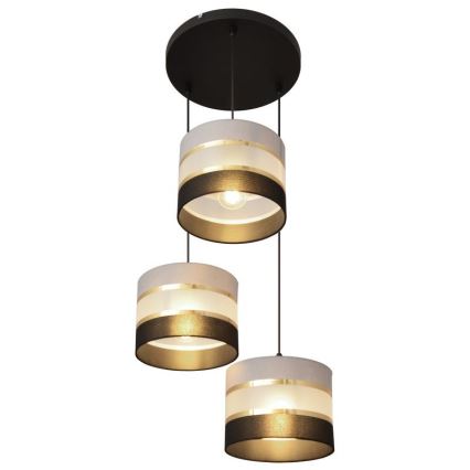 Lustra ar auklu HELEN 3xE27/15W/230V melna/pelēka/zeltaina
