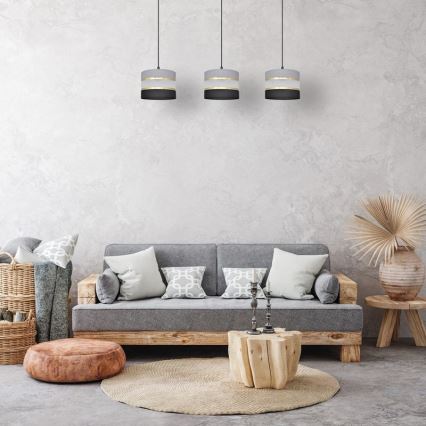 Lustra ar auklu HELEN 3xE27/15W/230V melna/pelēka/zeltaina