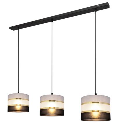 Lustra ar auklu HELEN 3xE27/15W/230V melna/pelēka/zeltaina