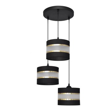 Lustra ar auklu HELEN 3xE27/15W/230V melna/zeltaina