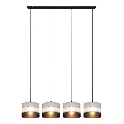Lustra ar auklu HELEN 4xE27/15W/230V melna/pelēka/sudraba
