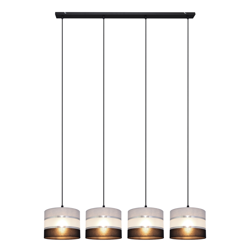 Lustra ar auklu HELEN 4xE27/15W/230V melna/pelēka/sudraba