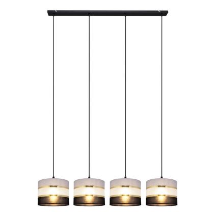 Lustra ar auklu HELEN 4xE27/15W/230V melna/pelēka/zeltaina