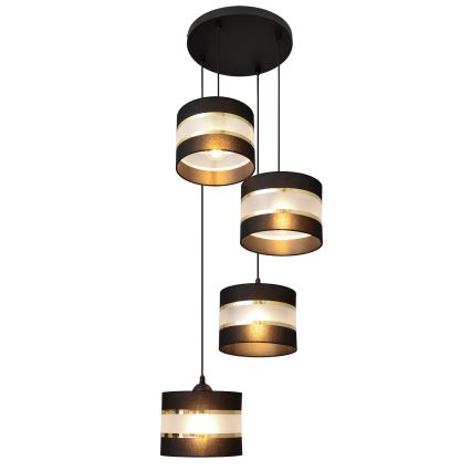 Lustra ar auklu HELEN 4xE27/15W/230V melna/zeltaina