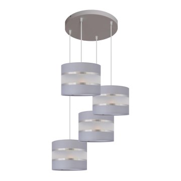 Lustra ar auklu HELEN 4xE27/15W/230V pelēka/sudraba