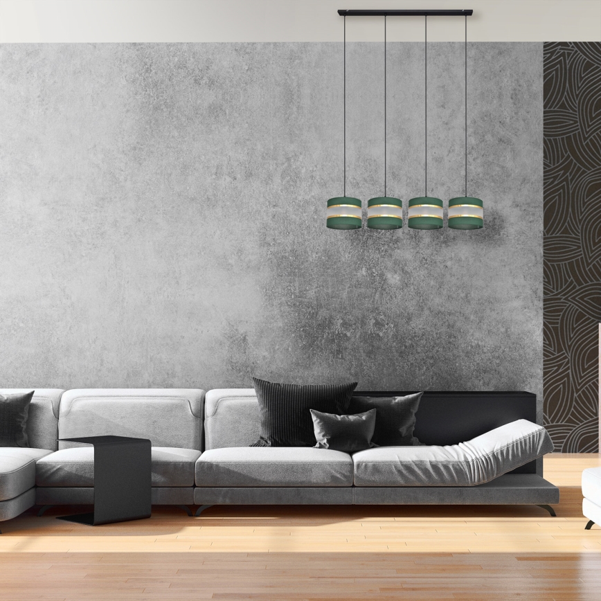 Lustra ar auklu HELEN 4xE27/15W/230V zaļa/zelta