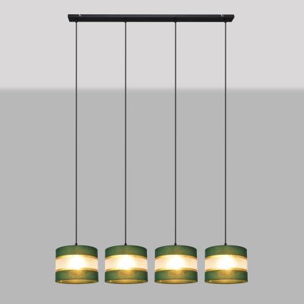 Lustra ar auklu HELEN 4xE27/15W/230V zaļa/zelta