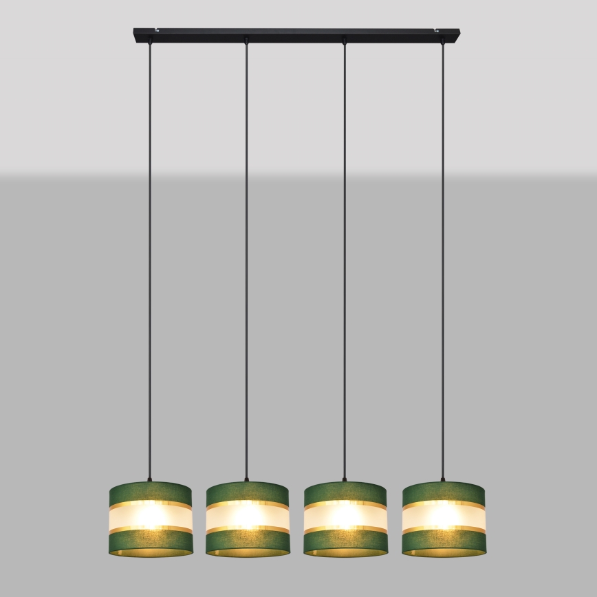 Lustra ar auklu HELEN 4xE27/15W/230V zaļa/zelta