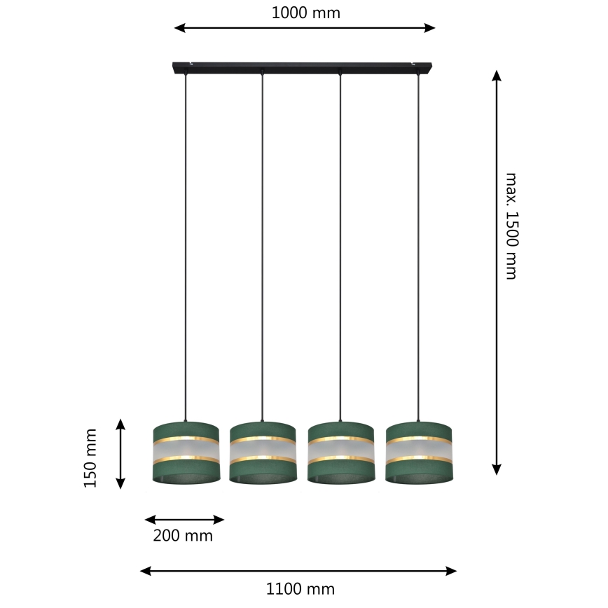 Lustra ar auklu HELEN 4xE27/15W/230V zaļa/zelta