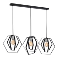 Lustra ar auklu HEXAGON 3xE27/60W/230V melna/spīdīgi hromēts