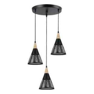 Lustra ar auklu HIRA 3xE27/60W/230V d. 40 cm melna