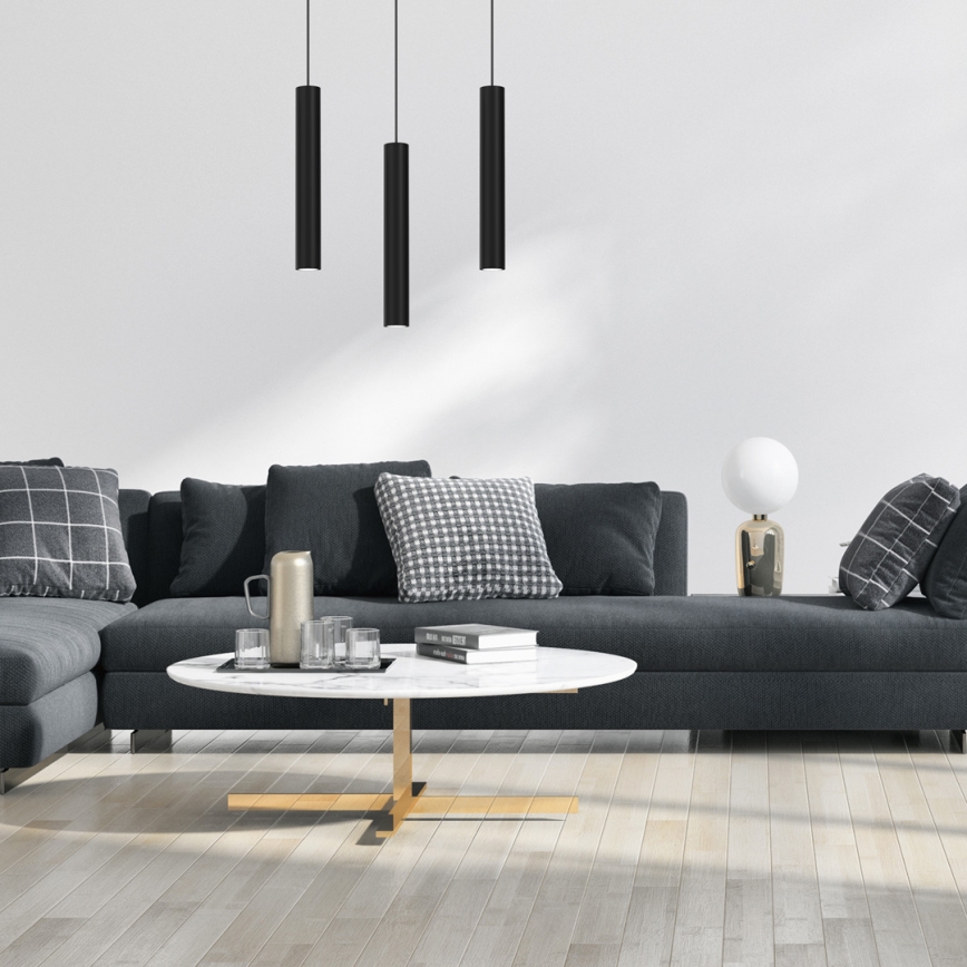 Lustra ar auklu HUDSON 3xGU10/8W/230V melna