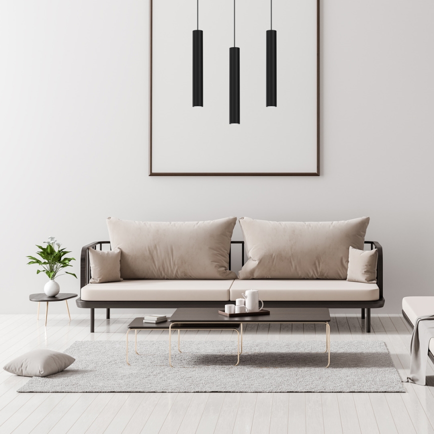 Lustra ar auklu HUDSON 3xGU10/8W/230V melna