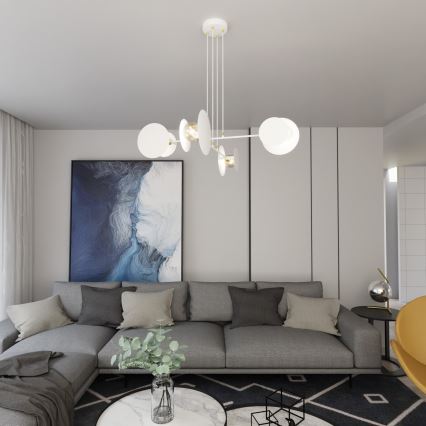 Lustra ar auklu IDEA 4xE27/15W/230V balta