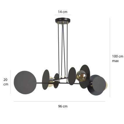 Lustra ar auklu IDEA 4xE27/15W/230V melna