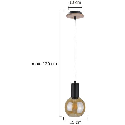 Lustra ar auklu JANTAR WOOD 1xE27/60W/230V