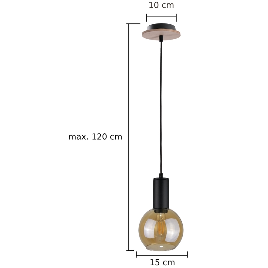 Lustra ar auklu JANTAR WOOD 1xE27/60W/230V
