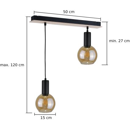 Lustra ar auklu JANTAR WOOD 2xE27/60W/230V