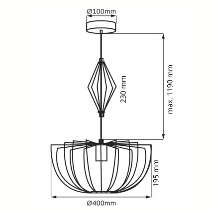 Lustra ar auklu JASMINA 1xE27/20W/230V d. 40 cm zelta