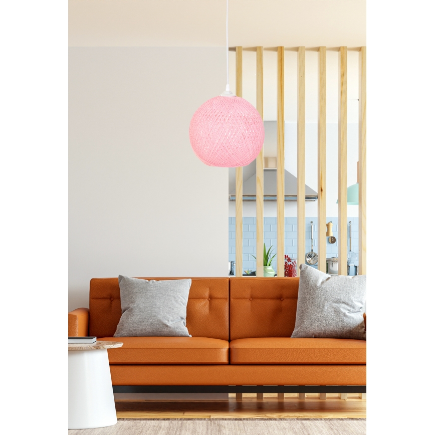 Lustra ar auklu JUTE 1xE27/60W/230V rozā
