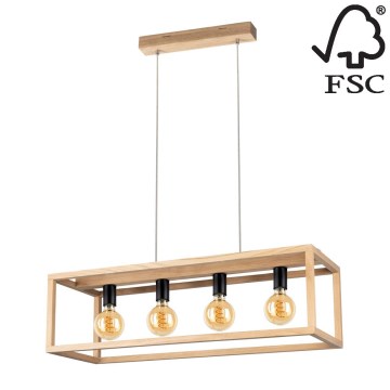 Lustra ar auklu KAGO 4xE27/60W/230V matēts ozolkoks- FSC sertifikāts