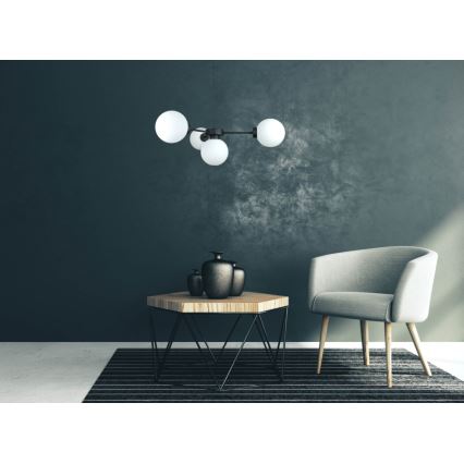 Lustra ar auklu KALIOPE 4xE14/50W/230V melna/balta