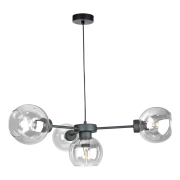 Lustra ar auklu KALIOPE 4xE27/60W/230V melna/caurspīdīga