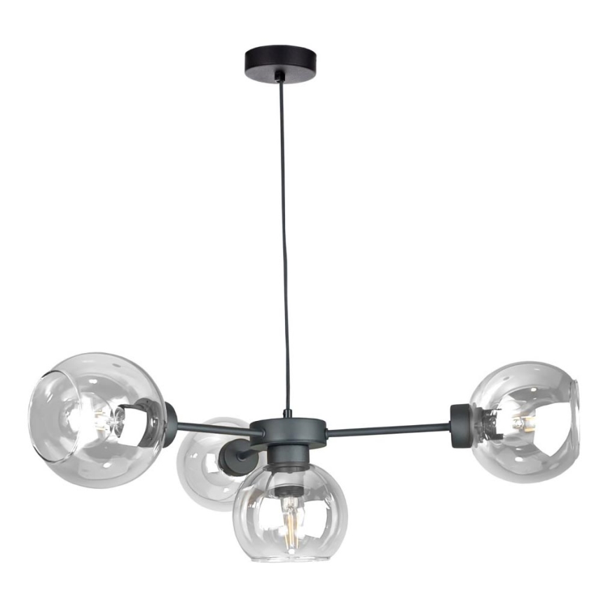 Lustra ar auklu KALIOPE 4xE27/60W/230V melna/caurspīdīga