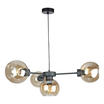 Lustra ar auklu KALIOPE 4xE27/60W/230V melna/dūmakains bēša