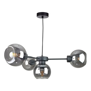 Lustra ar auklu KALIOPE 4xE27/60W/230V melna/dūmakains melna