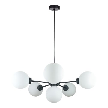 Lustra ar auklu KALIOPE 6xE14/50W/230V melna/balta