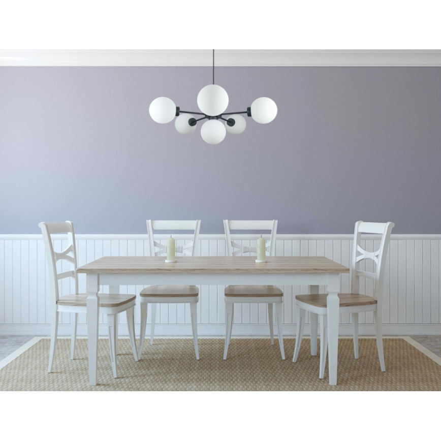 Lustra ar auklu KALIOPE 6xE14/50W/230V melna/balta