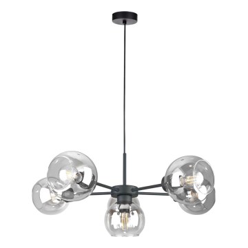 Lustra ar auklu KALIOPE 6xE27/60W/230V melna/caurspīdīga