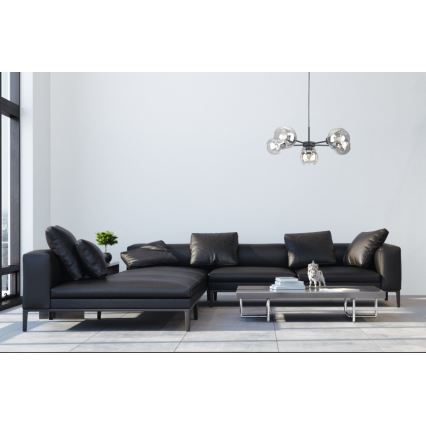 Lustra ar auklu KALIOPE 6xE27/60W/230V melna/caurspīdīga