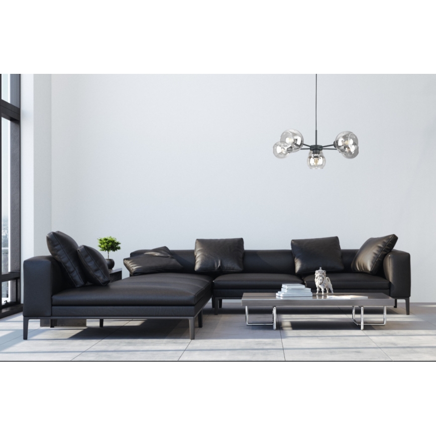 Lustra ar auklu KALIOPE 6xE27/60W/230V melna/caurspīdīga