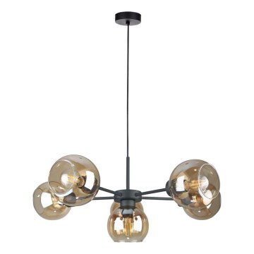 Lustra ar auklu KALIOPE 6xE27/60W/230V melna/dūmakains bēša