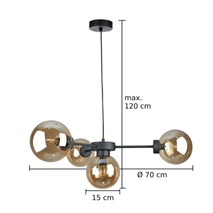 Lustra ar auklu KALIOPE II 4xE14/50W/230V melna/dūmakains bēša
