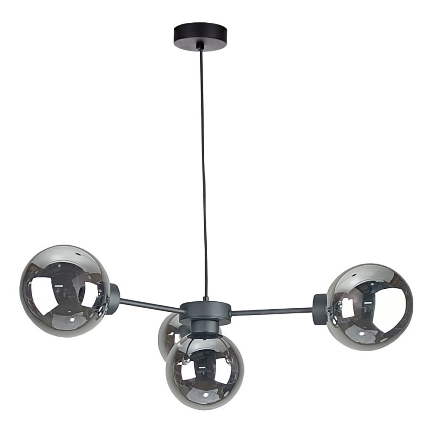 Lustra ar auklu KALIOPE II 4xE14/50W/230V melna/dūmakains melna